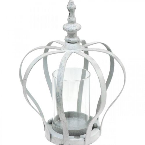 Floristik24 Wind light crown, metal decoration in vintage style, white shabby chic Ø14cm H19cm
