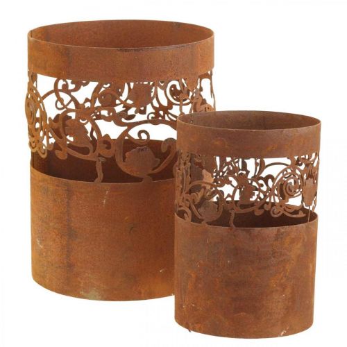 Floristik24 Lantern metal candle holder patina Ø10/14.5cm set of 2