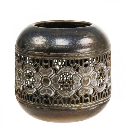 Product Lantern metal tealight holder vintage flowers Ø12.5cm