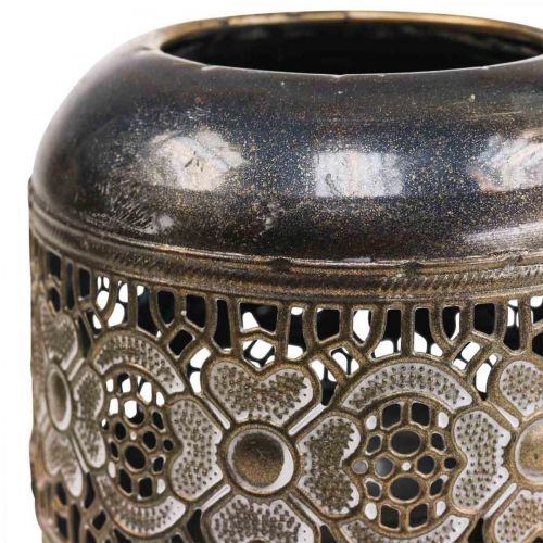 Product Lantern metal tealight holder vintage flowers Ø12.5cm