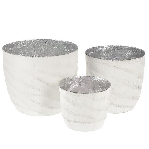 Lantern metal white silver tealight holder Ø8/10/12.5cm set of 3