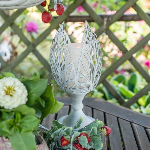 Floristik24 Lantern metal white, tealight holder flower Ø13cm H30cm