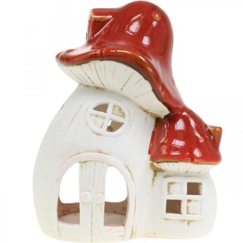 Floristik24 Lantern, mushroom house, tealight holder, autumn decoration, ceramic H15cm 2pcs