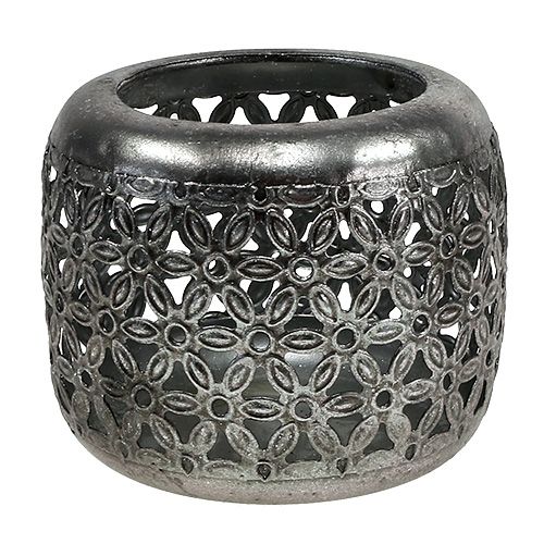 Floristik24 Lantern silver Ø11.5cm H9.5cm 1p