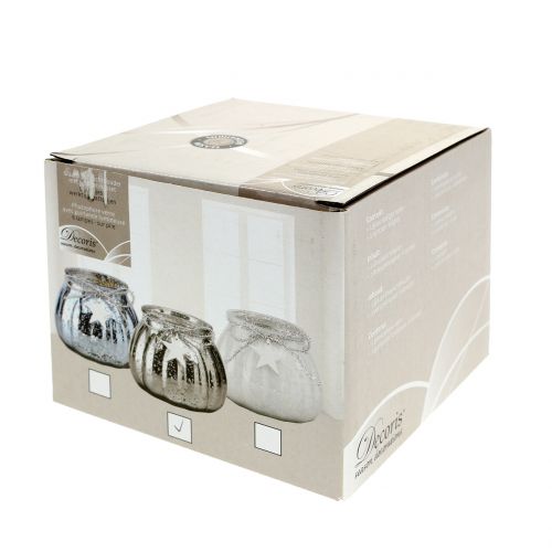Floristik24 Silver lantern with LED light Ø11cm H10cm