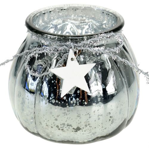 Floristik24 Silver lantern with LED light Ø11cm H10cm