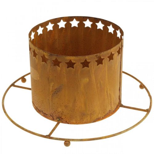 Floristik24 Lantern with stars, Advent, wreath holder made of metal, Christmas decoration patina Ø25cm