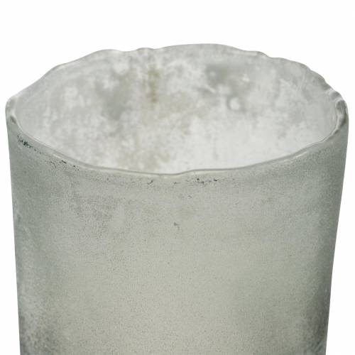 Floristik24 Glass lantern gray frosted Ø8.5cm H9.5cm