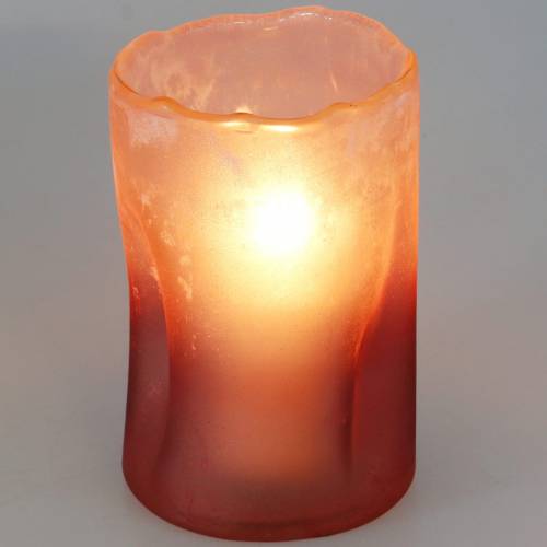 Floristik24 Glass lantern red frosted Ø10cm H15cm