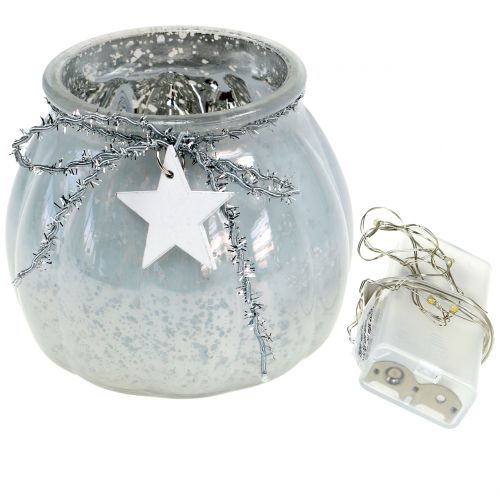 Floristik24 White lantern with LED light Ø11cm H10cm