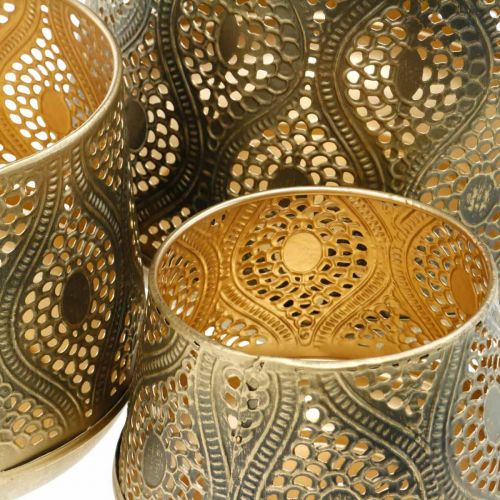 Floristik24 Oriental lantern set, metal lantern, golden candle decoration, rustic Ø25 / 19 / 14cm H23.5 / 17 / 12.5cm
