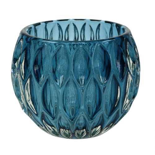 Floristik24 Glass Lantern Dark Blue Ø11.5cm H9cm