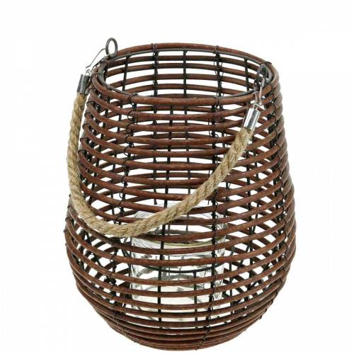 Product Decorative lantern, candle decoration with handle, lantern in basket Ø23cm H27cm