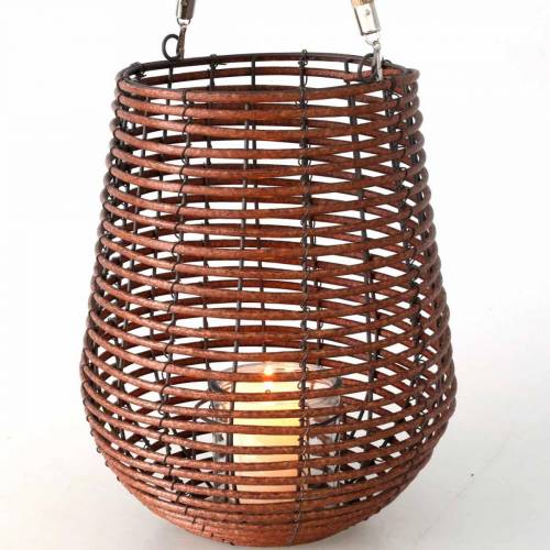 Product Candle in a basket, lantern with handle, candle decoration, basket lantern Ø24cm H34cm