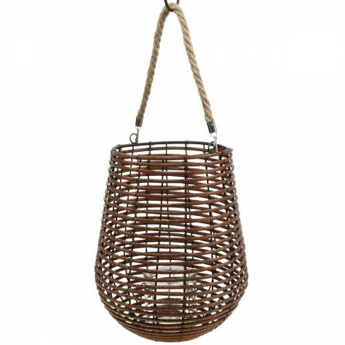Product Candle in a basket, lantern with handle, candle decoration, basket lantern Ø24cm H34cm