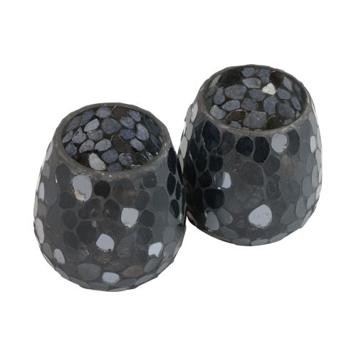 Lantern Christmas candle holder black Ø10cm 2pcs