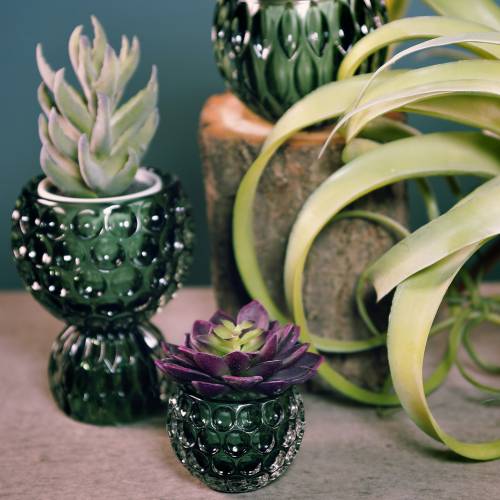 Floristik24 Glass lantern dark green Ø11.5cm H9cm 1p