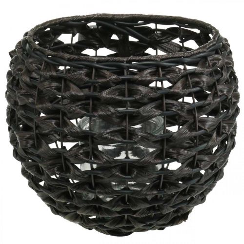 Floristik24 Lantern braided black, brown summer decoration Ø31cm H25cm