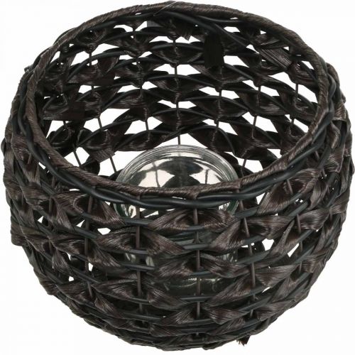 Product Lantern braided black, brown summer decoration Ø31cm H25cm