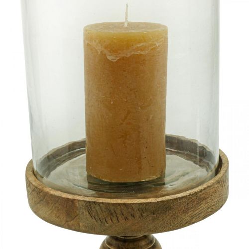Floristik24 Lantern glass on wooden base decorative glass antique look Ø22cm H45cm