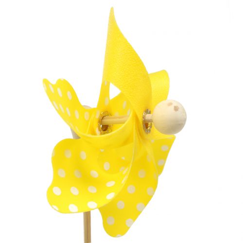 Floristik24 Mini windmill Yellow with white dots Ø8cm 12pcs