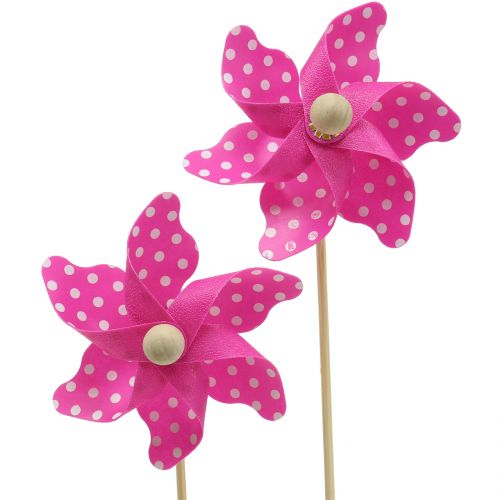 Floristik24 Decorative windmill with dots Pink Ø8cm 12pcs