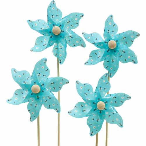 Floristik24 Windmill pinwheel bees turquoise Ø8.5cm summer decoration garden 12pcs