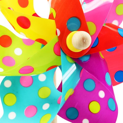 Floristik24 Windmill colorful with dots Ø22cm L55cm