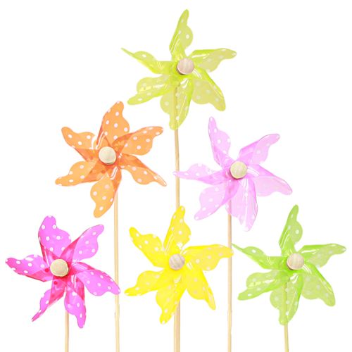 Floristik24 Windmill with Dots Windmill on Stick Colorful Ø8.5cm 12 pcs