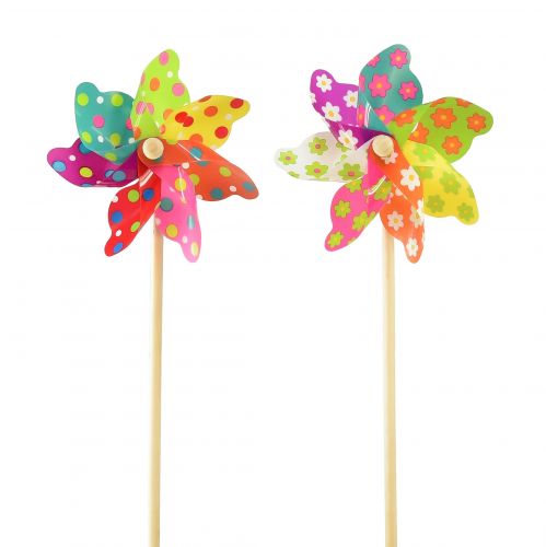 Floristik24 Windmill Colorful Windmill Flowers Dots Balcony Ø15cm 2pcs