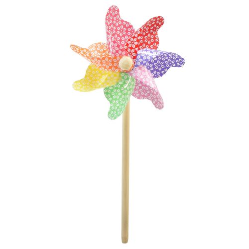 Pinwheel decoration windmill small on the stick colored Ø14cm 30cm