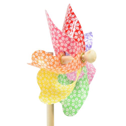 Product Pinwheel decoration windmill small on the stick colored Ø14cm 30cm