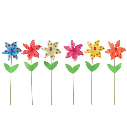 Floristik24 Windmill ladybird on flower windmill Ø8.5cm H28cm 6pcs