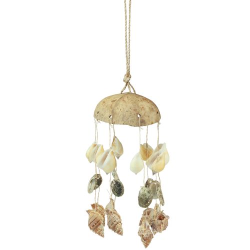 Wind chime maritime decoration with natural coconut Ø12.5cm 48cm