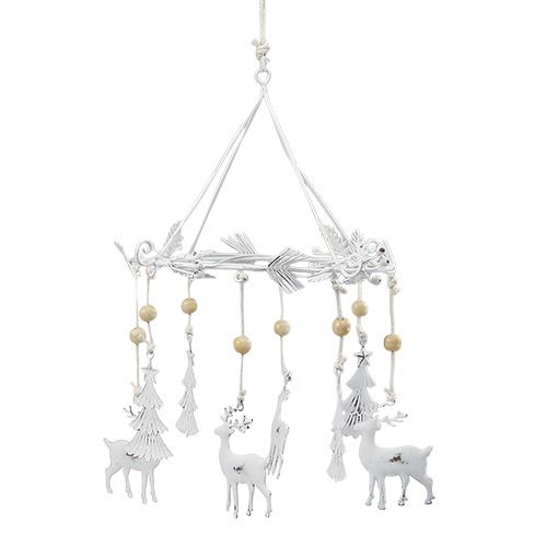 Floristik24 Christmas wind chime made of metal white Ø17cm