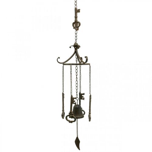 Floristik24 Wind chime key and bell cast iron H78cm