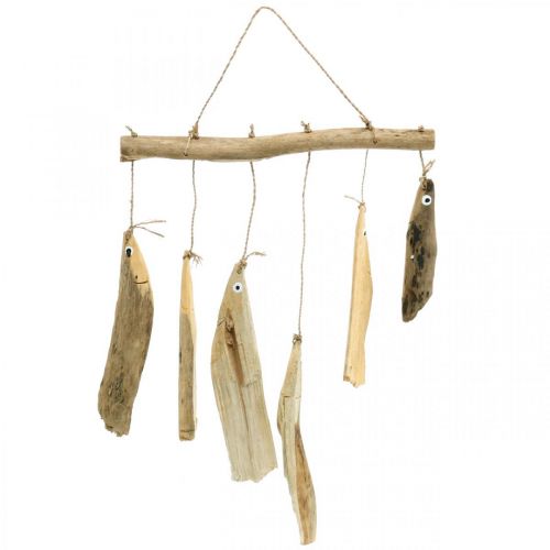 Maritime fish decoration, driftwood wind chimes, wood decoration L50cm W30cm