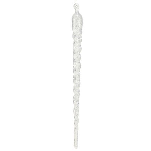 Product Winter decoration icicles for hanging clear silver 28cm 3pcs