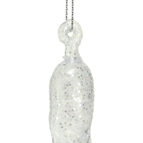 Product Winter decoration icicles for hanging clear silver 28cm 3pcs