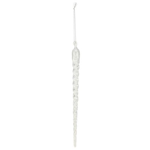 Product Winter decoration icicles for hanging clear silver 28cm 3pcs