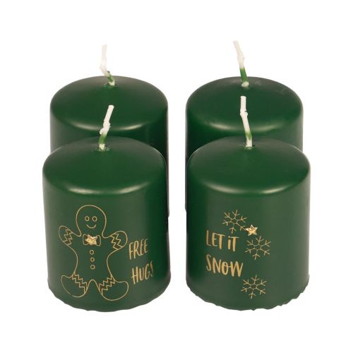 Floristik24 Christmas Candles Candles Christmas Green Ø5cm H6cm 4 pcs