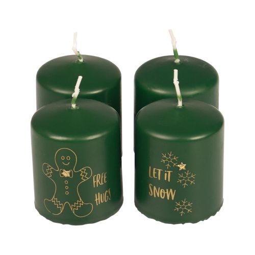 Floristik24 Christmas candles candles Christmas green Ø5cm H6cm 4pcs