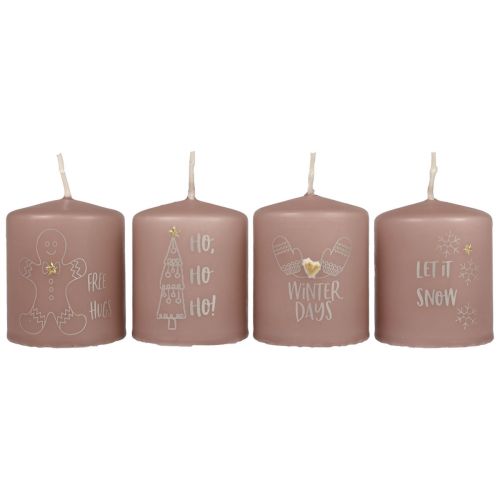 Christmas candles candles Christmas pink Ø5cm H6cm 4pcs
