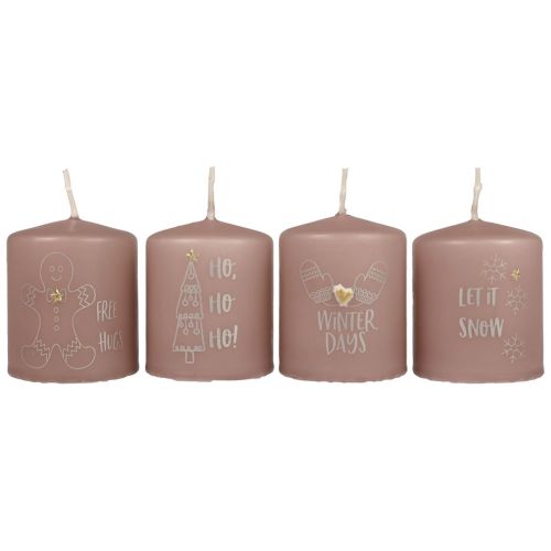 Product Christmas candles candles Christmas pink Ø5cm H6cm 4pcs