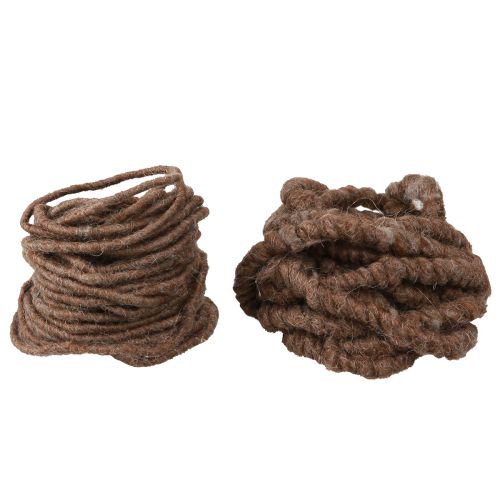 Wool Thread Wick Thread Felt Cord in Brown L7m Set 2Pcs