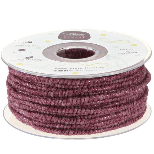 Floristik24 Wool thread with wire felt cord mica purple Ø5mm 33m