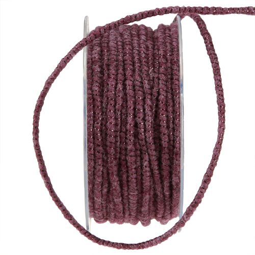 Product Wool thread with wire felt cord mica purple Ø5mm 33m