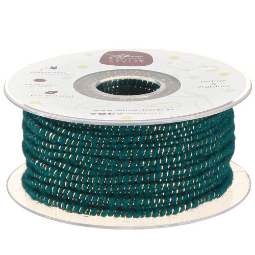 Floristik24 Wool thread with wire felt cord wool cord turquoise gold Ø5mm 33m