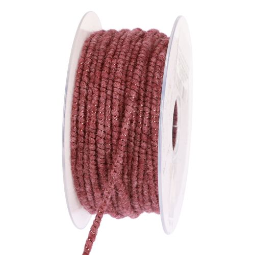 Wool thread with wire felt cord mica purple Ø5mm 33m