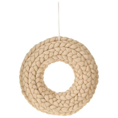 Product Wool felt decorative wreath for hanging light brown Ø25cm W4cm